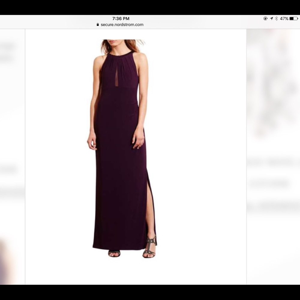 Ralph Lauren Mesh Back Jersey Column Gown